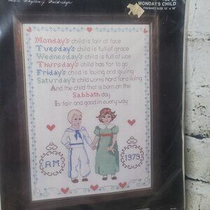 CHARMIN Counted Cross Stitch Kit 30-56  MONDAYS CHILD 12" x 16"